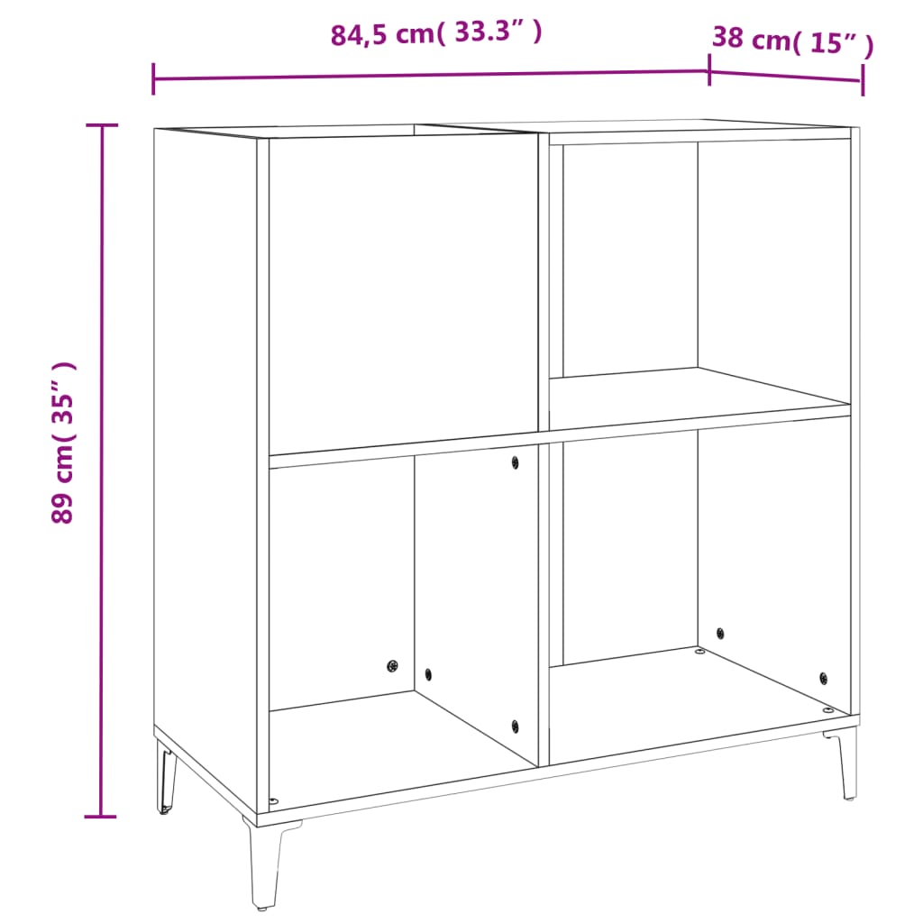 Mobile Porta Dischi Rovere Sonoma 84,5x38x89 Legno Multistrato - homemem39