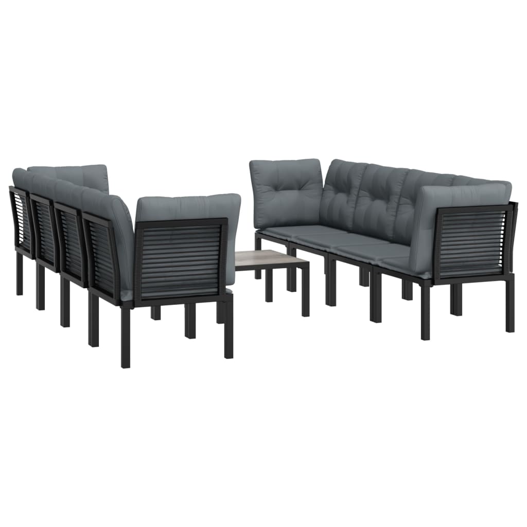 Set Salotto da Giardino 9 pz Nero e Grigio in Polyrattan | homemem39