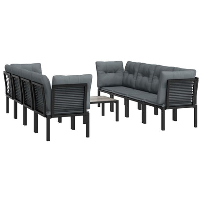 Set Salotto da Giardino 9 pz Nero e Grigio in Polyrattan | homemem39