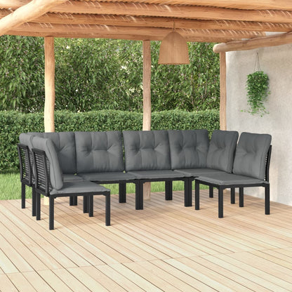 Set Salotto da Giardino 6 pz in Polyrattan Nero e Grigio - homemem39