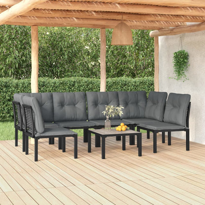Set Salotto da Giardino 7 pz Nero e Grigio in Polyrattan - homemem39