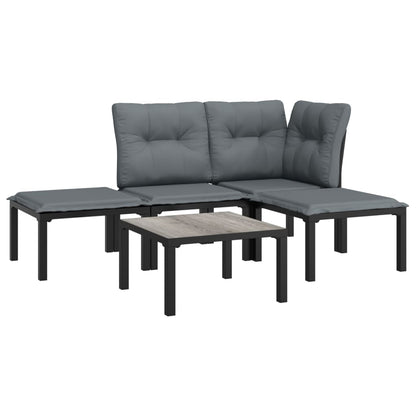 Set Salotto da Giardino 5 pz Nero e Grigio in Polyrattan - homemem39