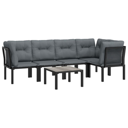 Set Salotto da Giardino 6 pz in Polyrattan Nero e Grigio - homemem39