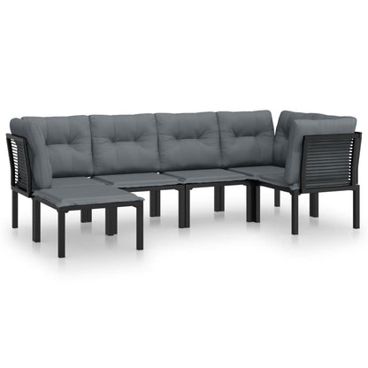Set Salotto da Giardino 6 pz in Polyrattan Nero e Grigio - homemem39