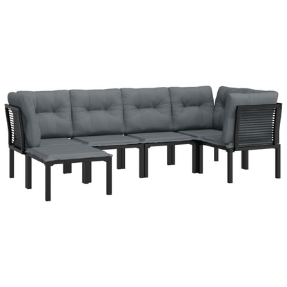 Set Salotto da Giardino 6 pz in Polyrattan Nero e Grigio - homemem39