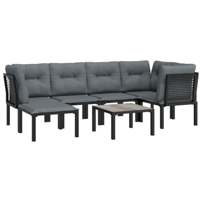 Set Salotto da Giardino 7 pz Nero e Grigio in Polyrattan - homemem39