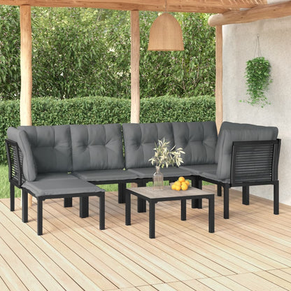 Set Salotto da Giardino 7 pz Nero e Grigio in Polyrattan - homemem39