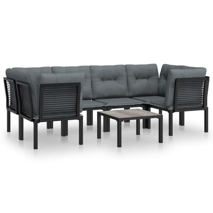 Set Salotto da Giardino 7 pz Nero e Grigio in Polyrattan | homemem39