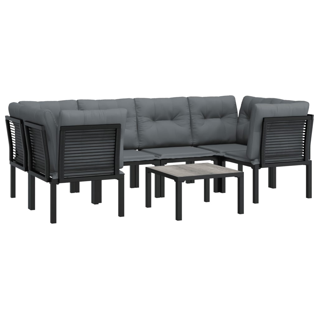 Set Salotto da Giardino 7 pz Nero e Grigio in Polyrattan | homemem39