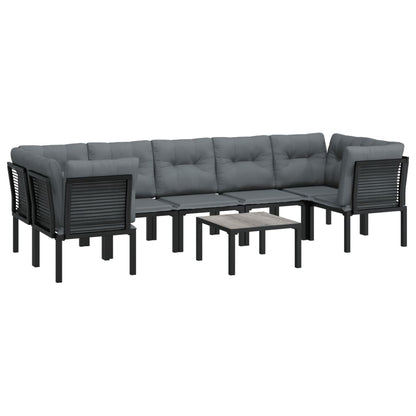 Set Salotto da Giardino 8 pz Nero e Grigio in Polyrattan - homemem39