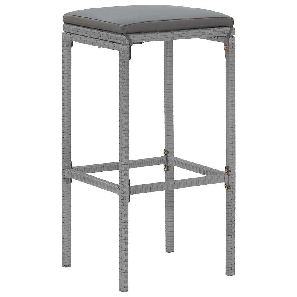 Set Bar da Giardino 5 pz con Cuscini in Polyrattan Grigio | homemem39