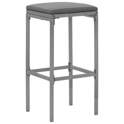 Set Bar da Giardino 5 pz con Cuscini in Polyrattan Grigio | homemem39