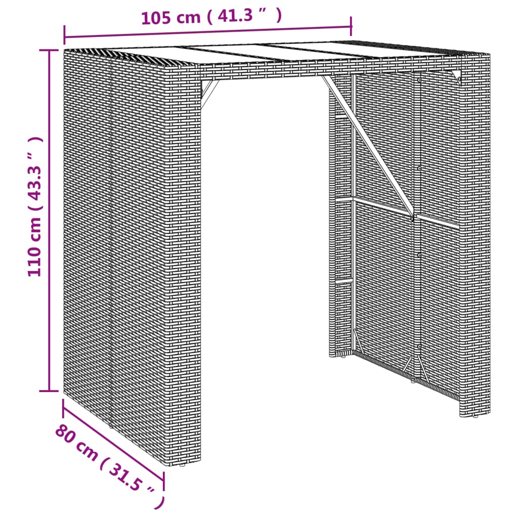 Set Bar da Giardino 5 pz con Cuscini in Polyrattan Grigio | homemem39
