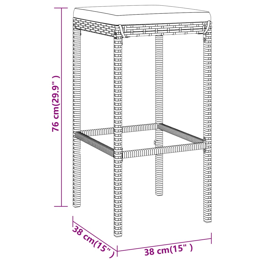 Set Bar da Giardino 5 pz con Cuscini in Polyrattan Grigio | homemem39
