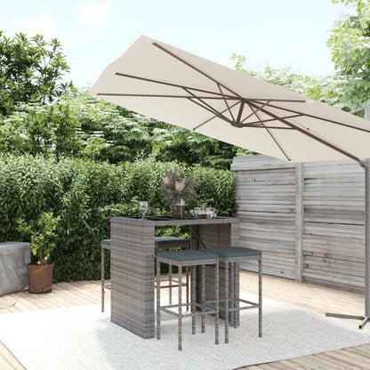 Set Bar da Giardino 5 pz con Cuscini in Polyrattan Grigio | homemem39