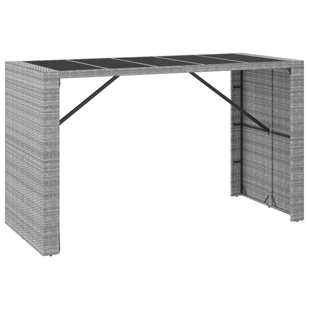 Set Bar da Giardino 9 pz con Cuscini in Polyrattan Grigio - homemem39
