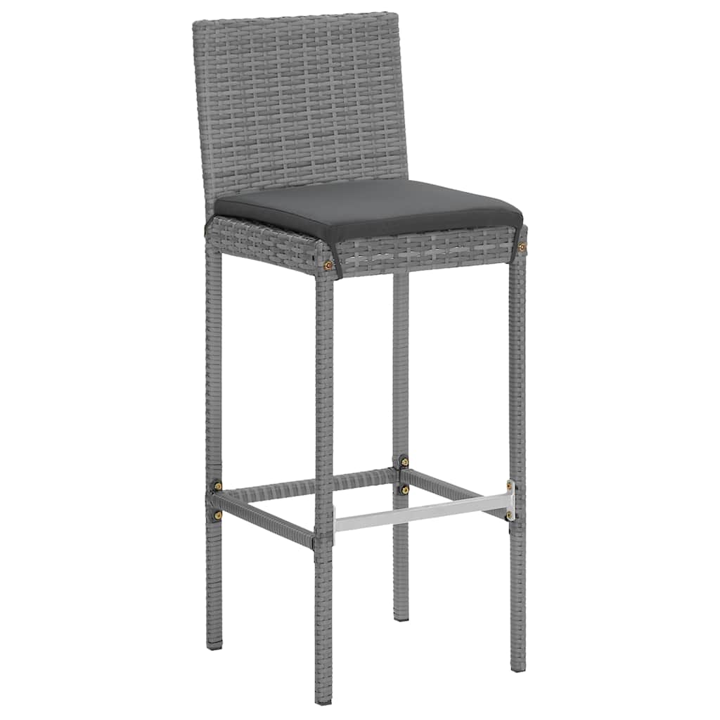 Set Bar da Giardino 7 pz con Cuscini in Polyrattan Grigio | homemem39