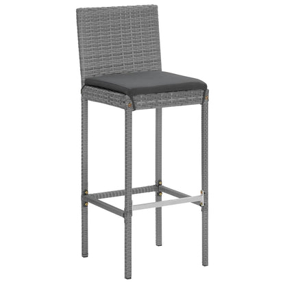 Set Bar da Giardino 7 pz con Cuscini in Polyrattan Grigio | homemem39
