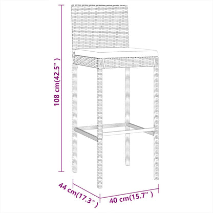 Set Bar da Giardino 7 pz con Cuscini in Polyrattan Grigio | homemem39