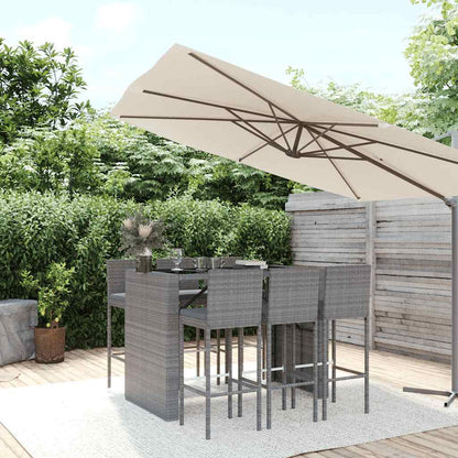 Set Bar da Giardino 7 pz con Cuscini in Polyrattan Grigio | homemem39