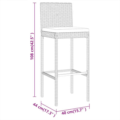 Set Bar da Giardino 9 pz con Cuscini in Polyrattan Nero | homemem39