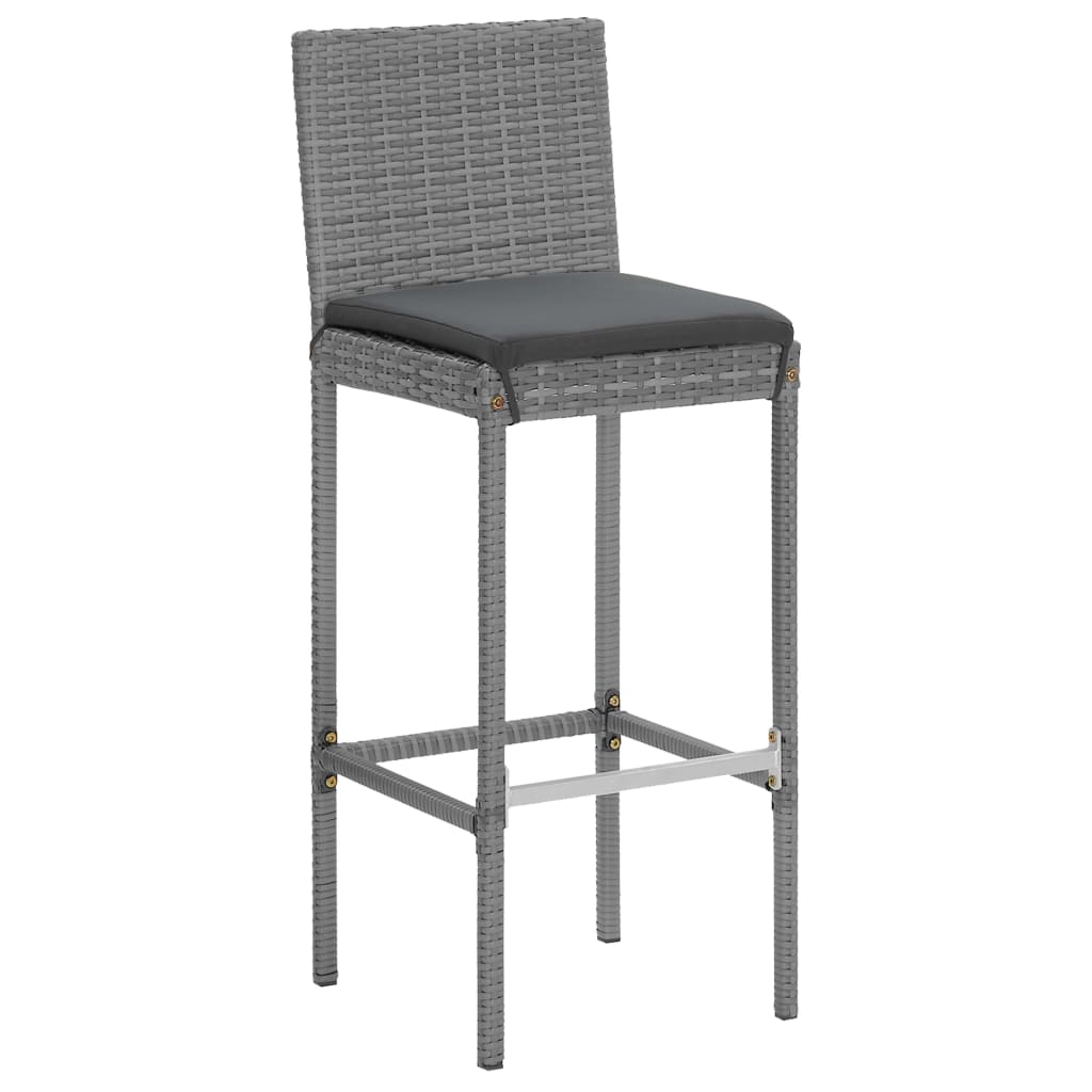Set Bar da Giardino 9 pz con Cuscini in Polyrattan Grigio | homemem39
