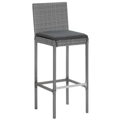 Set Bar da Giardino 9 pz con Cuscini in Polyrattan Grigio | homemem39