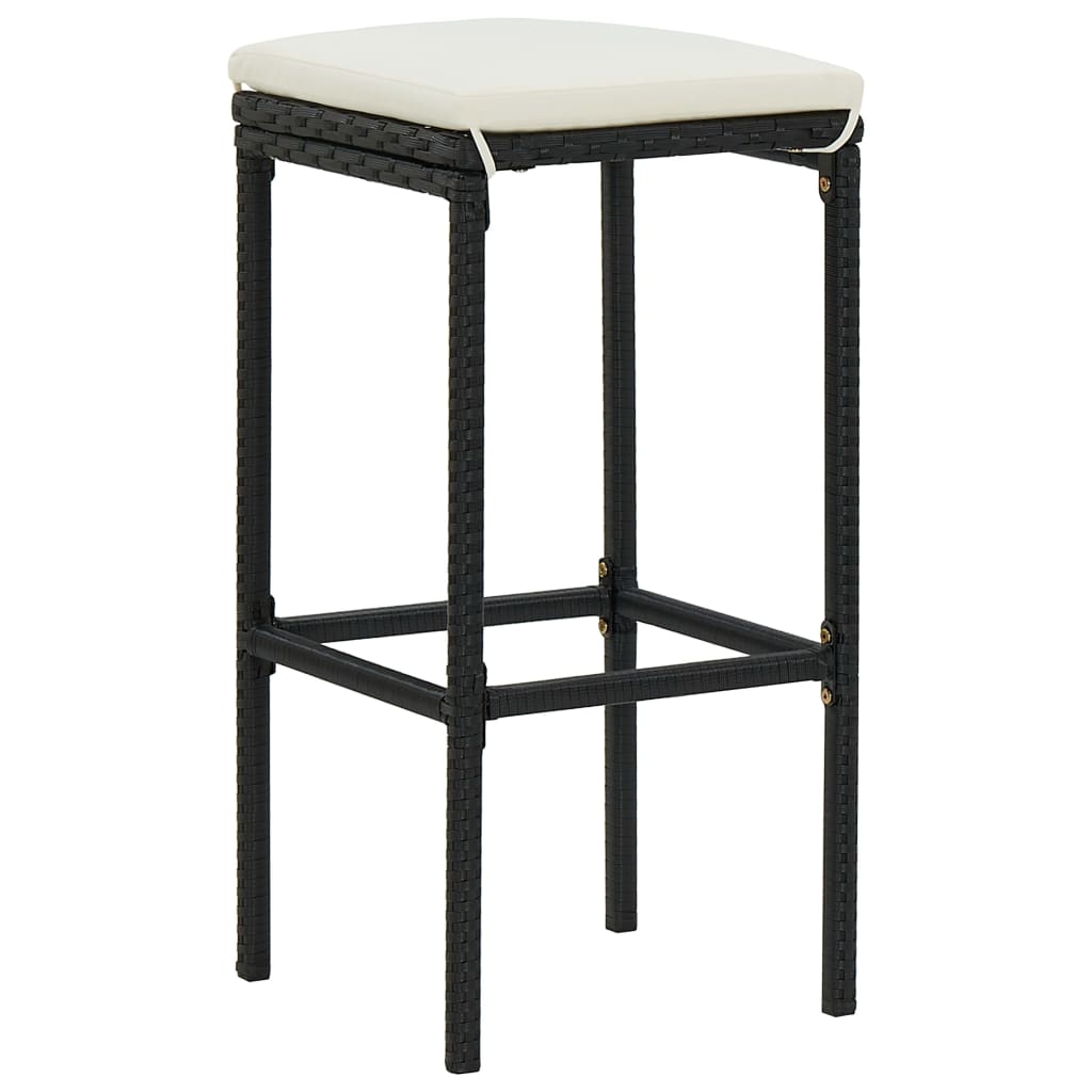 Set Bar da Giardino 3 pz con Cuscini in Polyrattan Nero | homemem39