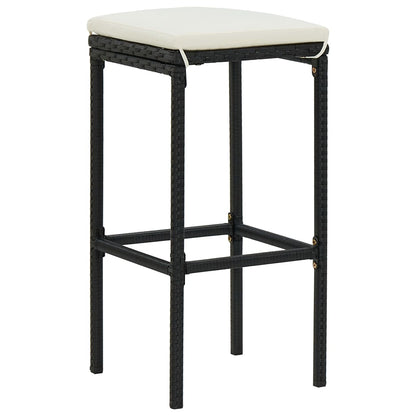 Set Bar da Giardino 3 pz con Cuscini in Polyrattan Nero | homemem39
