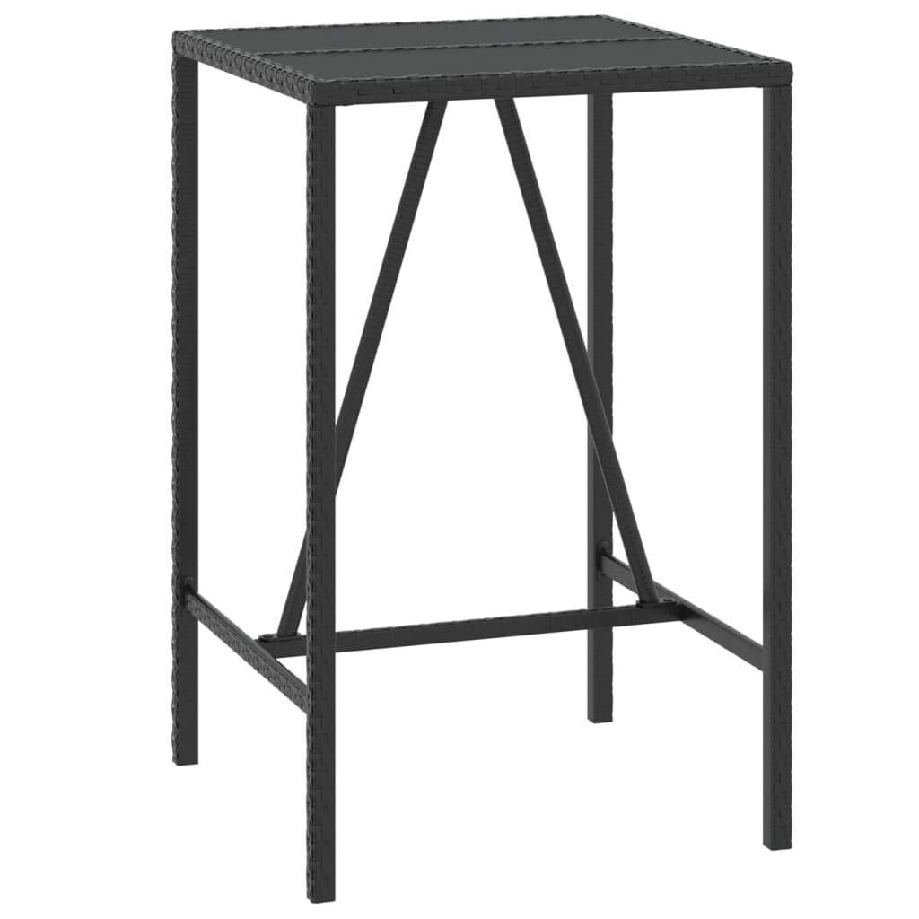 Set Bar da Giardino 3 pz con Cuscini in Polyrattan Nero | homemem39