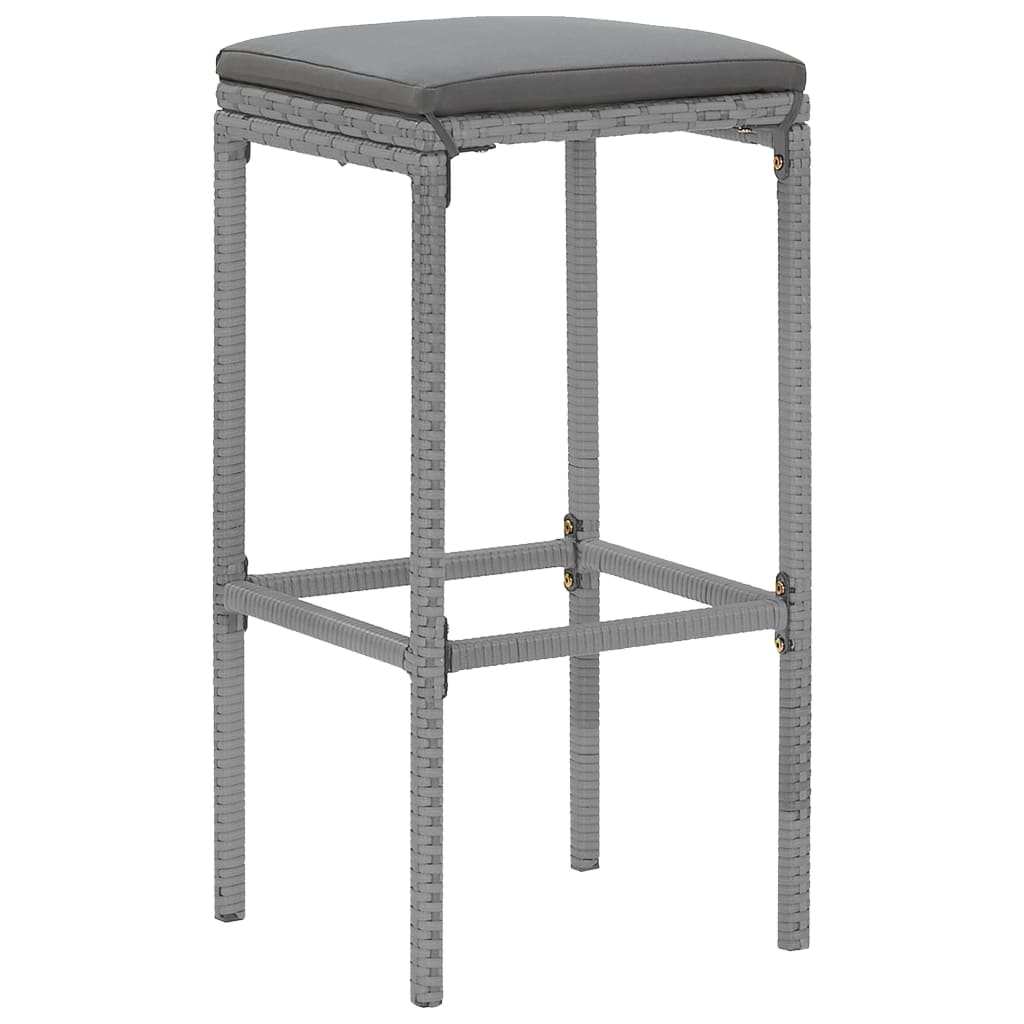 Set Bar da Giardino 5 pz con Cuscini in Polyrattan Grigio | homemem39