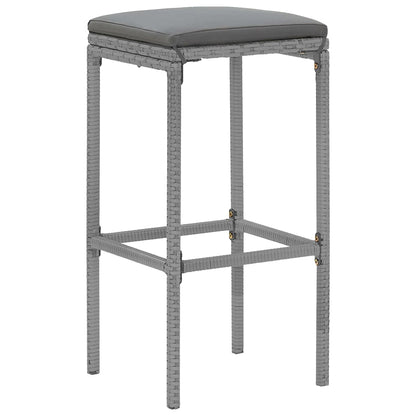 Set Bar da Giardino 5 pz con Cuscini in Polyrattan Grigio | homemem39