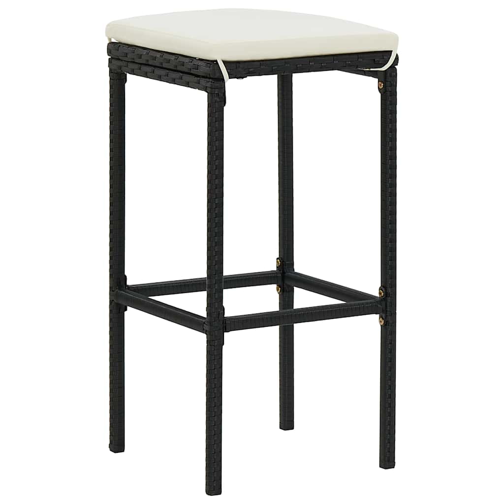 Set Bar da Giardino 7 pz con Cuscini in Polyrattan Nero | homemem39