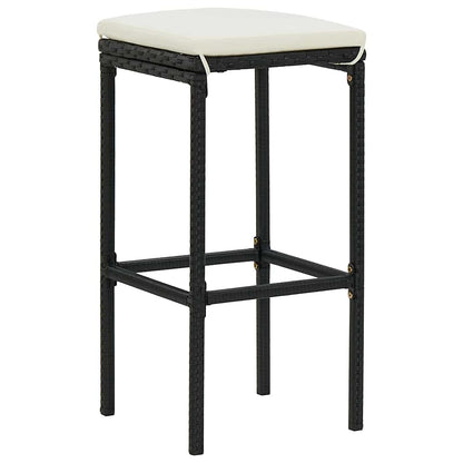 Set Bar da Giardino 7 pz con Cuscini in Polyrattan Nero | homemem39