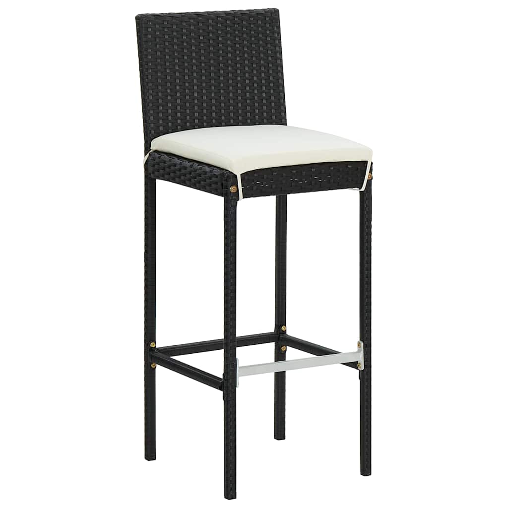 Set Bar da Giardino 5 pz con Cuscini in Polyrattan Nero | homemem39