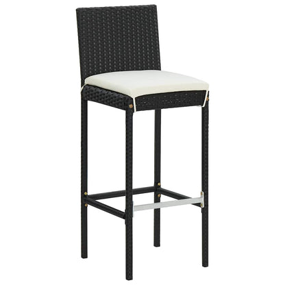 Set Bar da Giardino 5 pz con Cuscini in Polyrattan Nero | homemem39