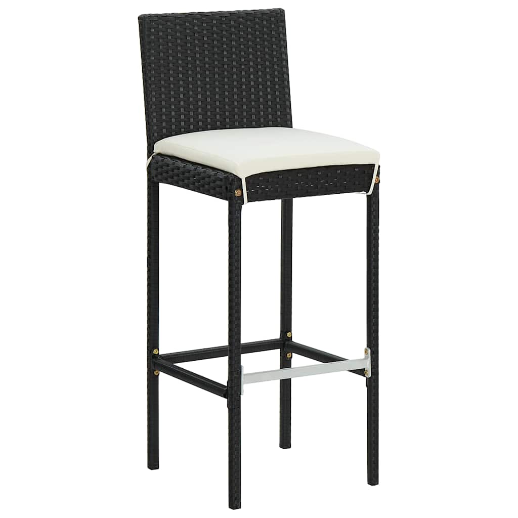 Set Bar da Giardino 7 pz con Cuscini in Polyrattan Nero | homemem39