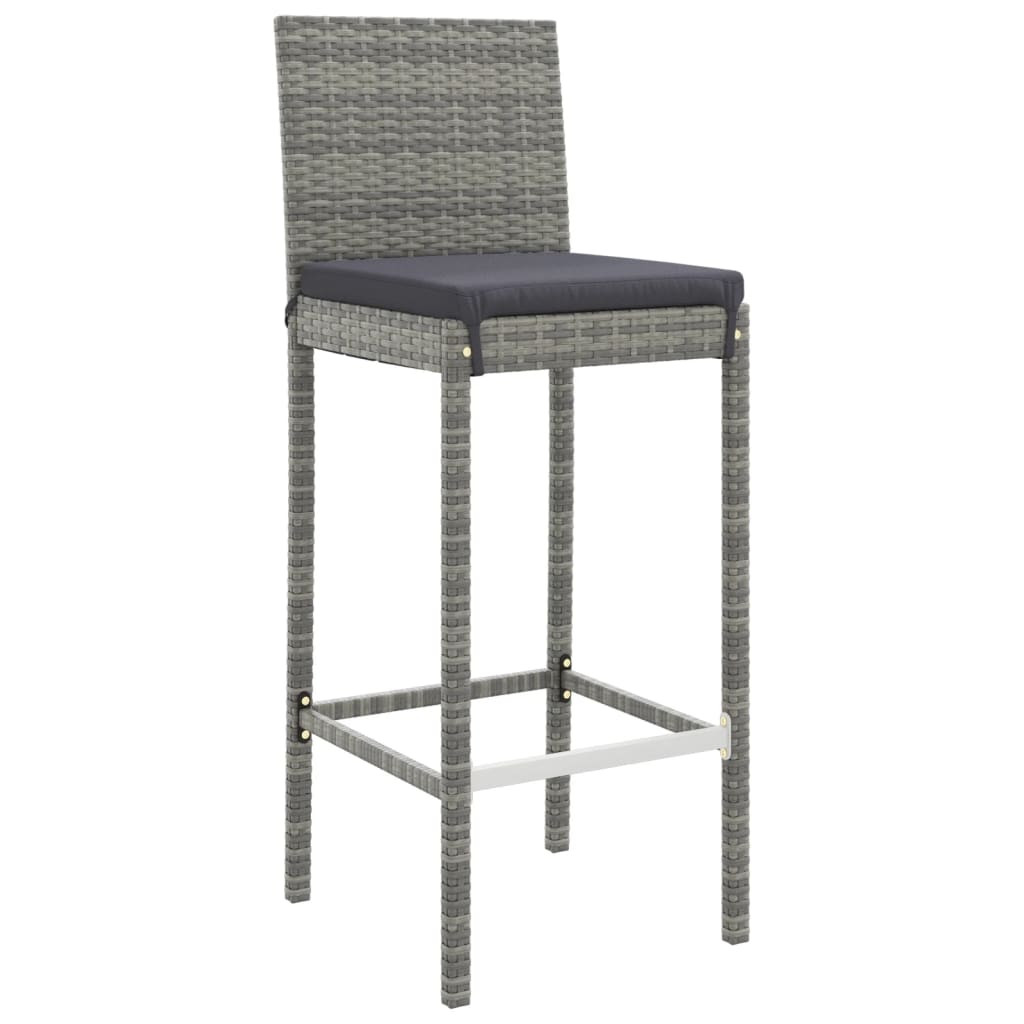 Set Bar da Giardino 7 pz con Cuscini in Polyrattan Grigio | homemem39