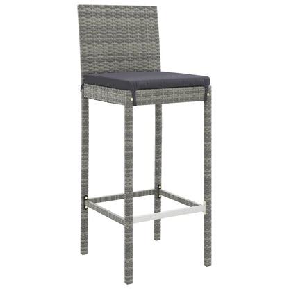 Set Bar da Giardino 7 pz con Cuscini in Polyrattan Grigio | homemem39