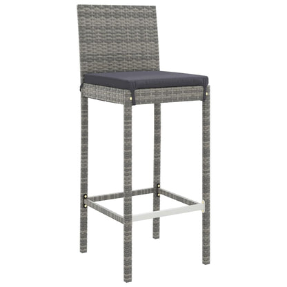 Set Bar da Giardino 9 pz con Cuscini in Polyrattan Grigio | homemem39