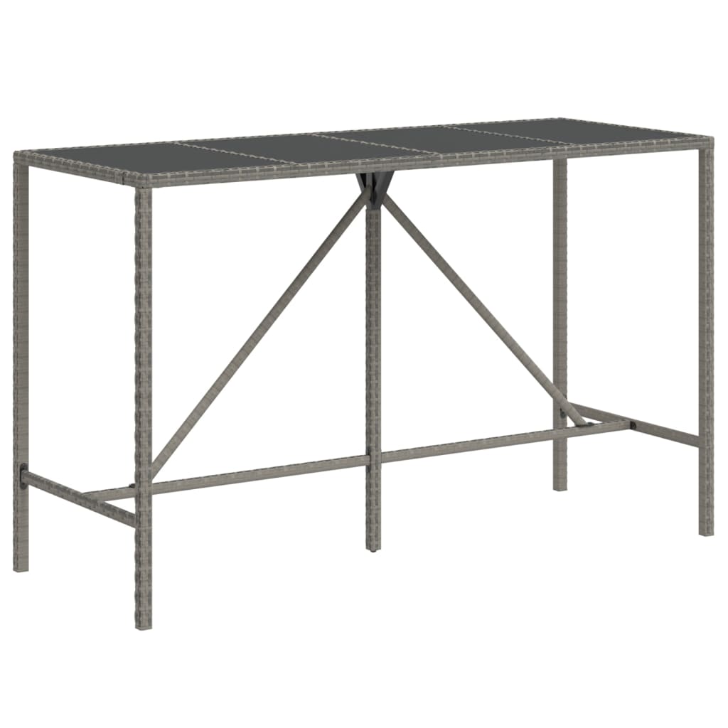 Set Bar da Giardino 9 pz con Cuscini in Polyrattan Grigio | homemem39