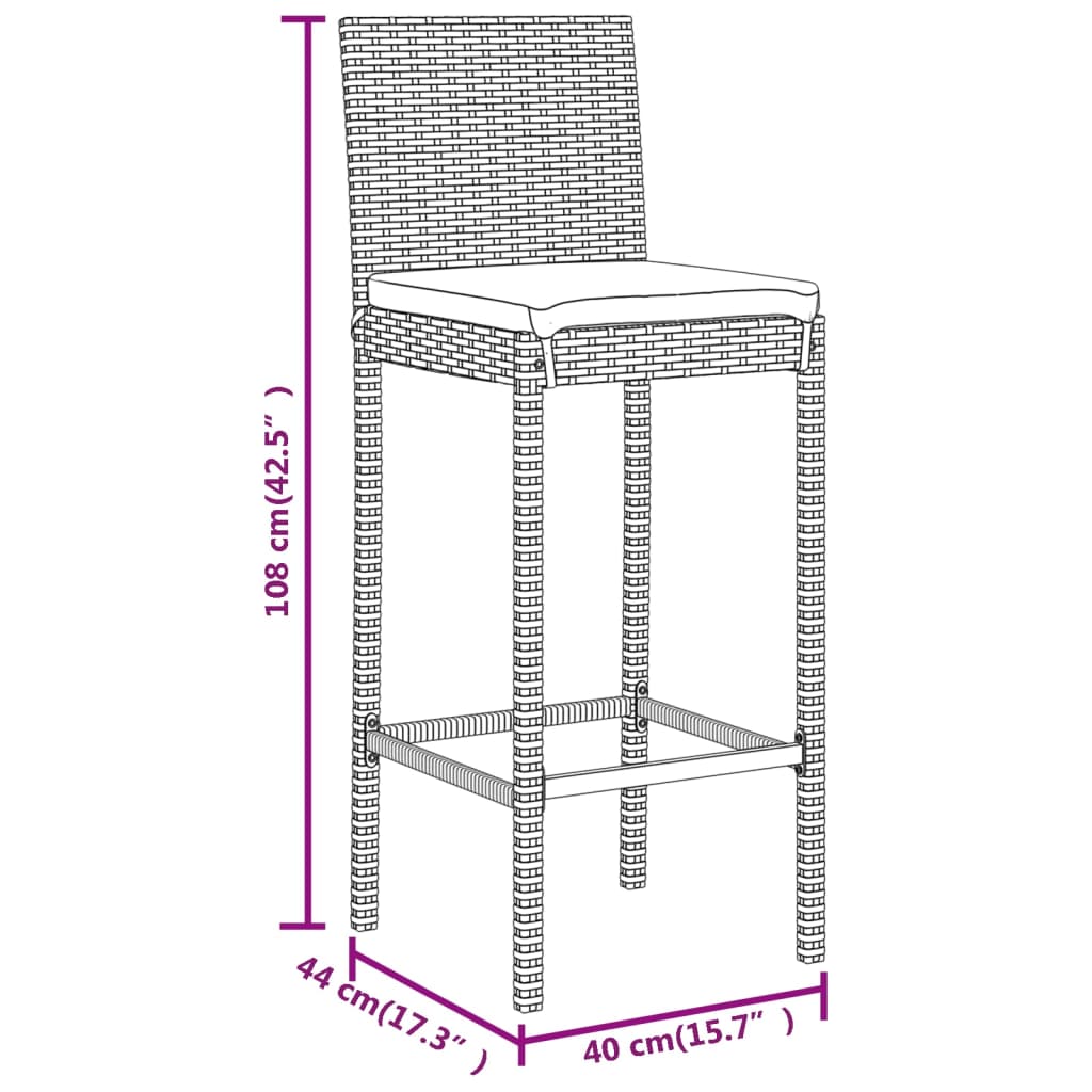 Set Bar da Giardino 11 pz con Cuscini in Polyrattan Grigio | homemem39