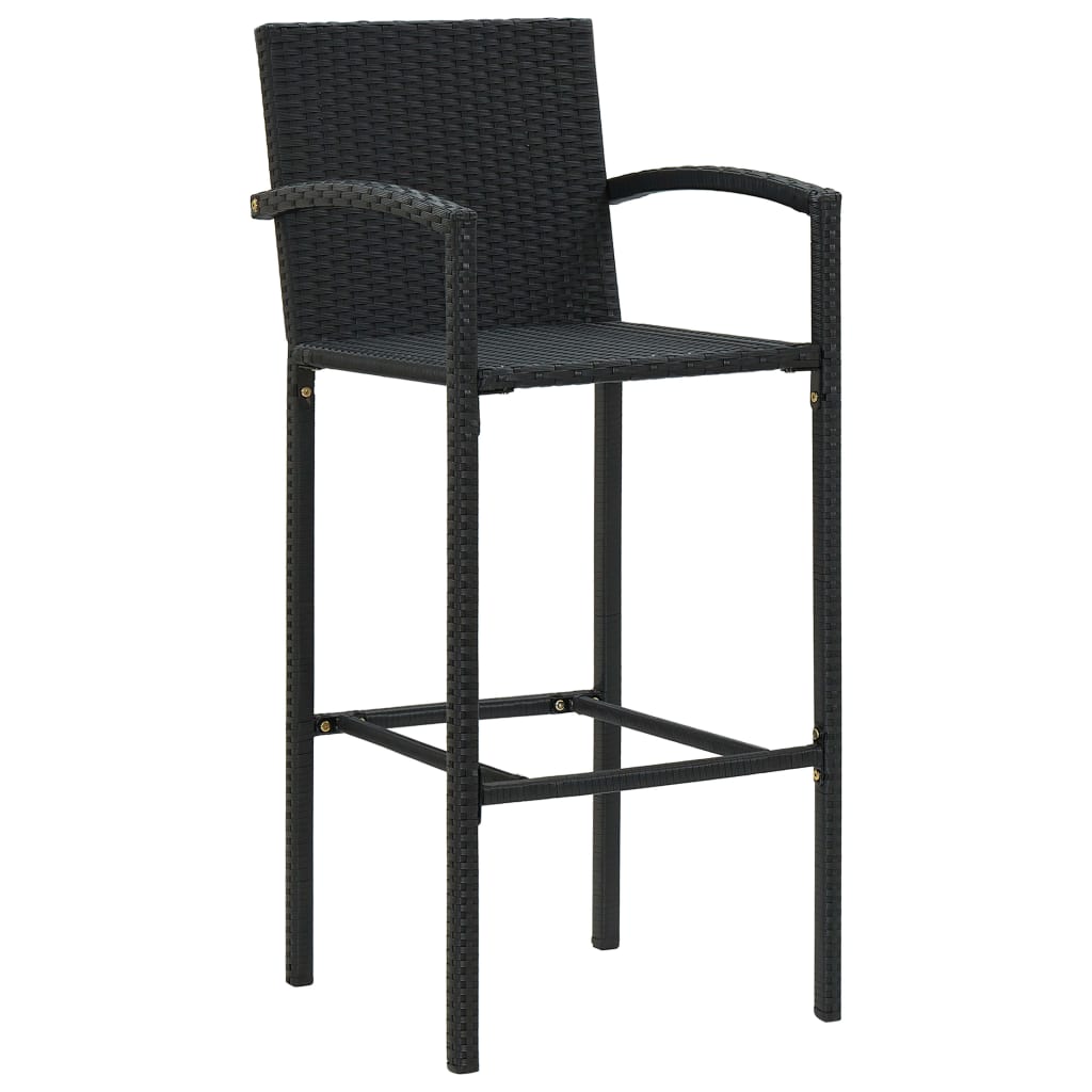 Set Bar da Giardino 3 pz Nero in Polyrattan | homemem39