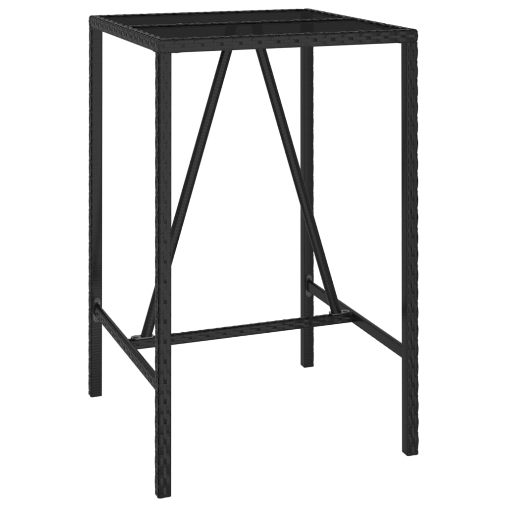 Set Bar da Giardino 3 pz Nero in Polyrattan | homemem39