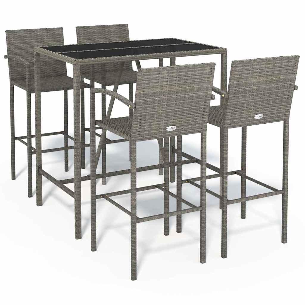 Set da Bar da Giardino 5 pz Grigio in Polyrattan | homemem39