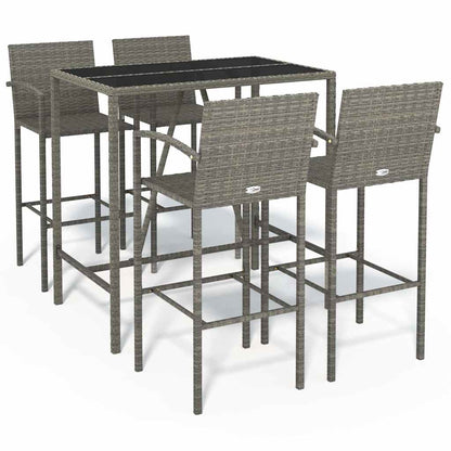 Set da Bar da Giardino 5 pz Grigio in Polyrattan | homemem39