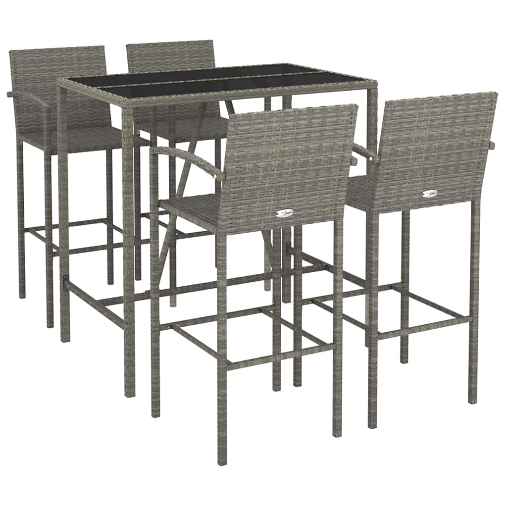 Set da Bar da Giardino 5 pz Grigio in Polyrattan | homemem39