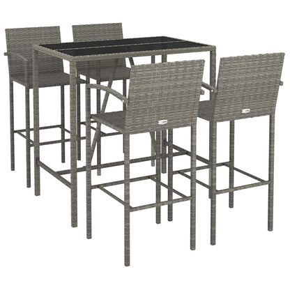 Set da Bar da Giardino 5 pz Grigio in Polyrattan | homemem39