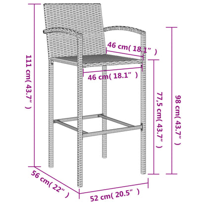 Set da Bar da Giardino 5 pz Grigio in Polyrattan | homemem39