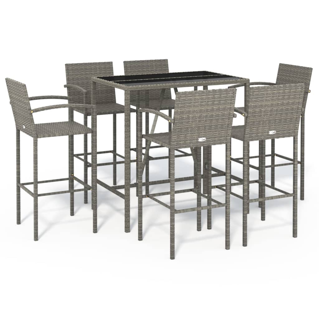 Set da Bar da Giardino 7 pz Grigio in Polyrattan | homemem39